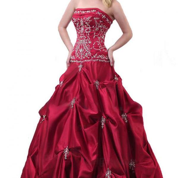 red and white long gown